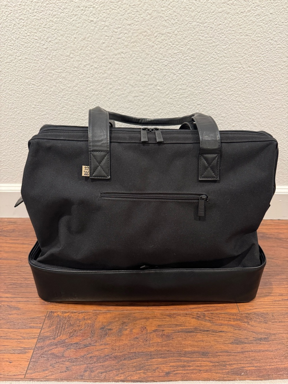 BEIS Black Duffel Weekender with Separate Shoe Bottom Compartment